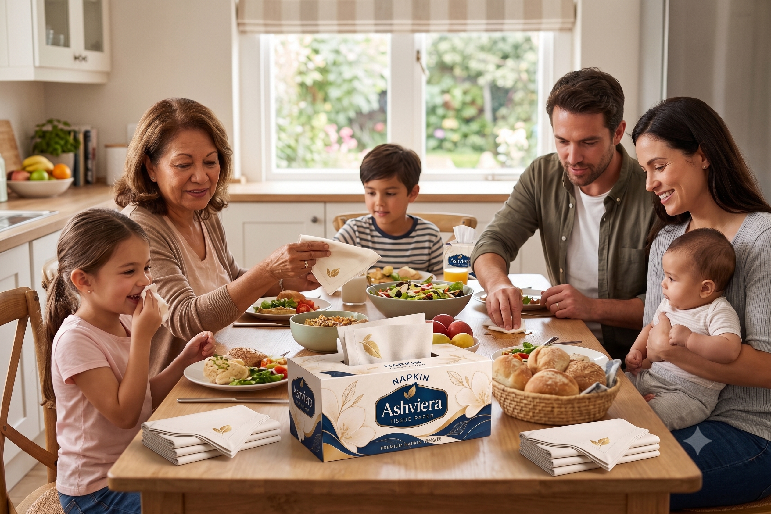 Family Using Tissues